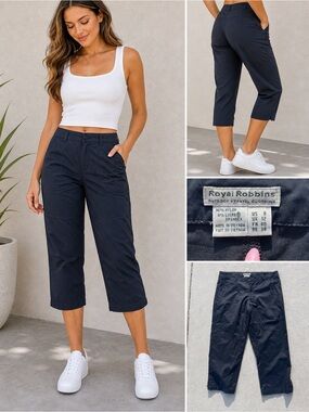 Royal Robbins Navy Cropped Pants Travel Outdoor Size 8
